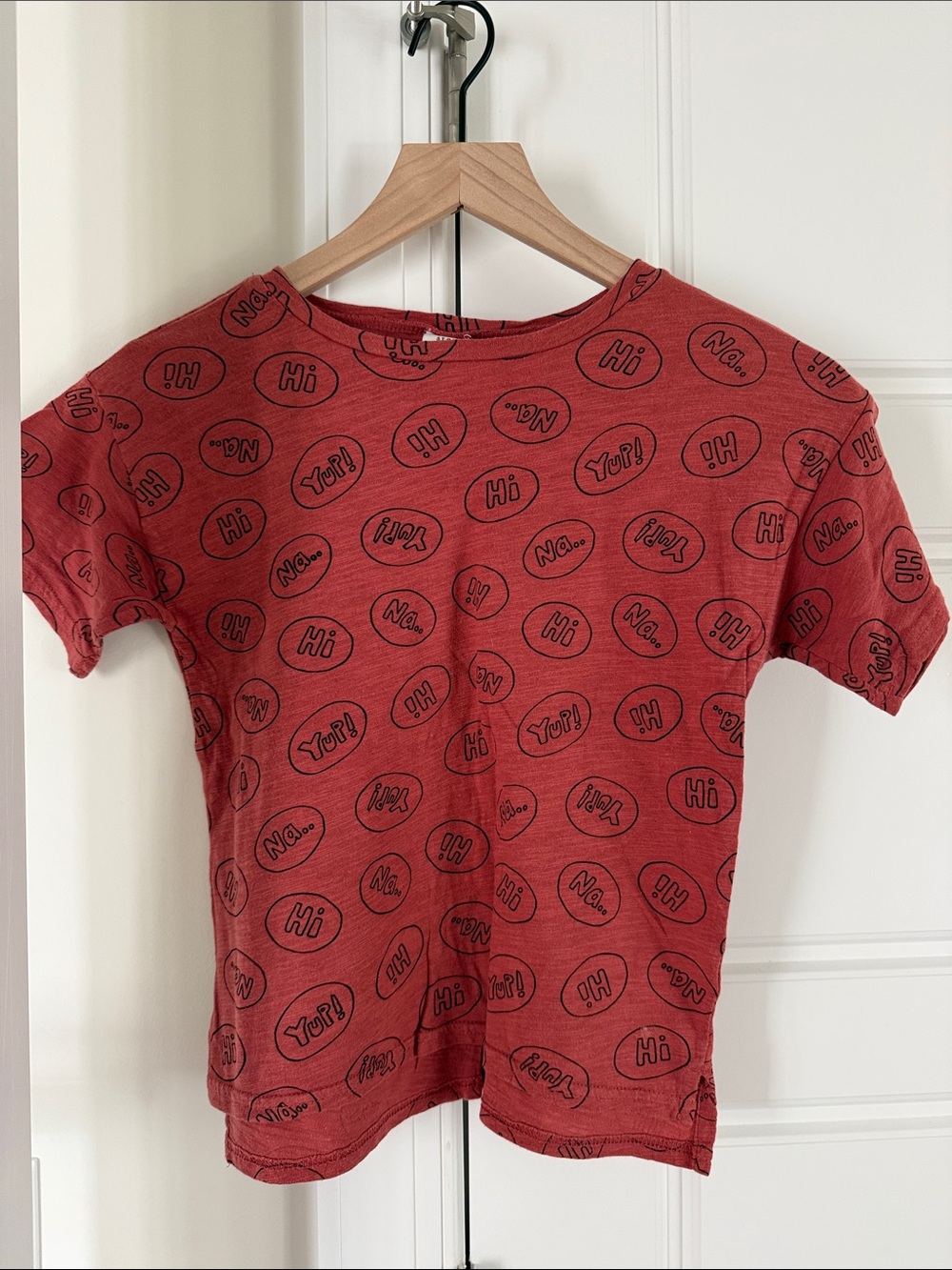 stem Red Short Sleeve Tee with Black Speech-Bubble Print